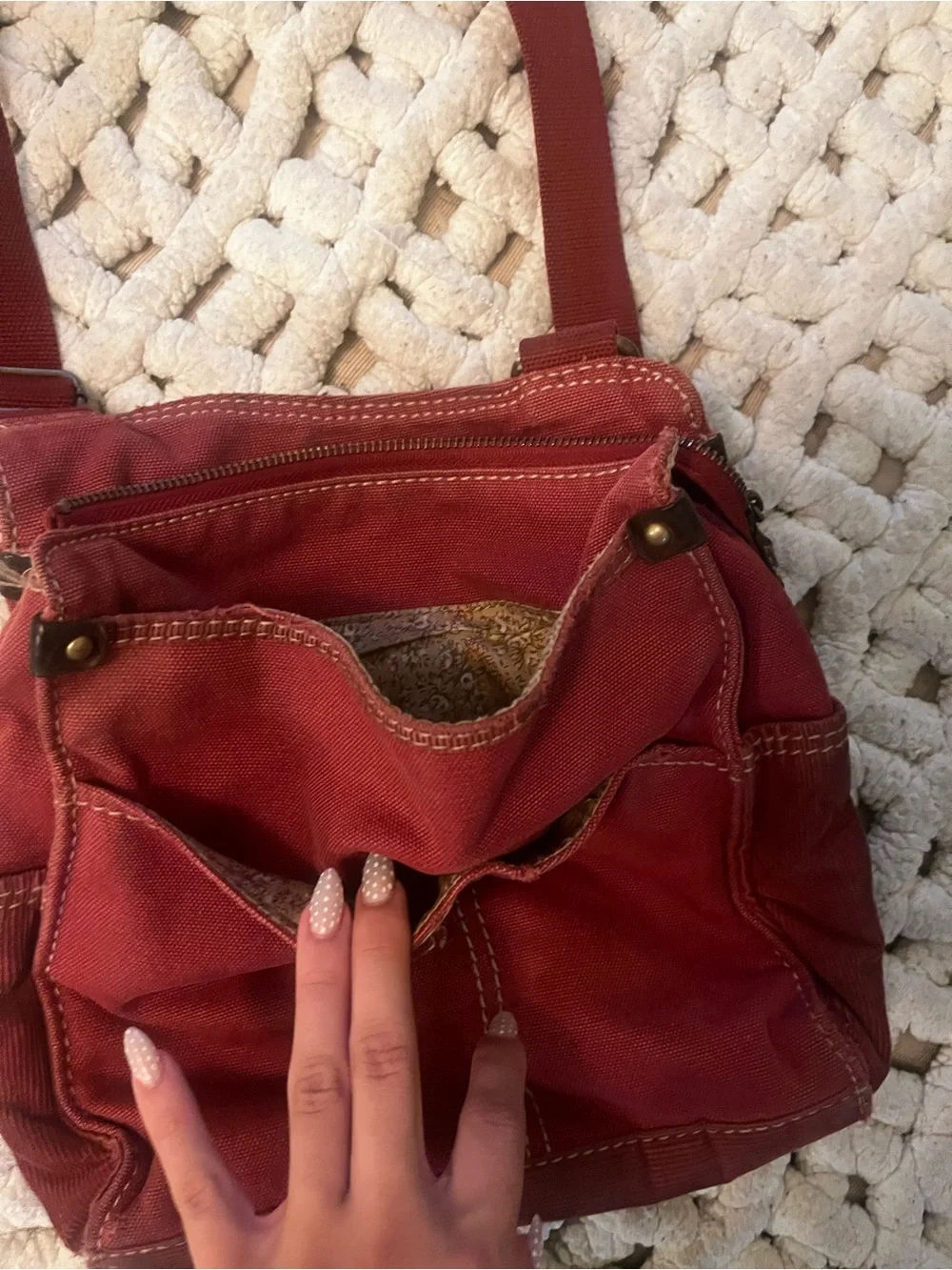 Vintage Fossil Women's Red Crossbody Bag - Compact Everyday Shoulder Bag